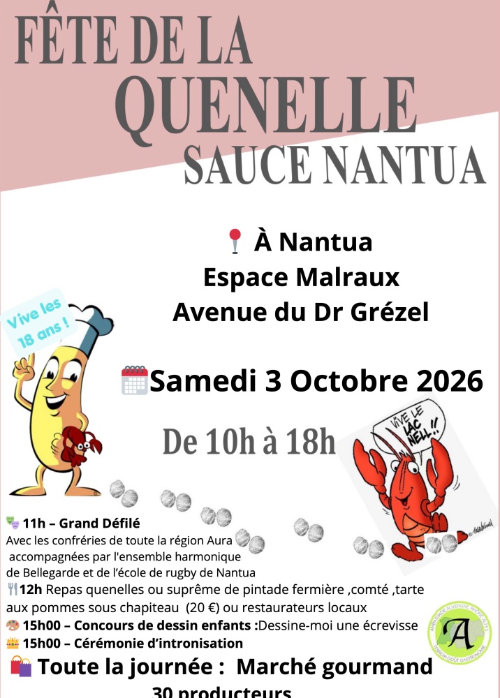 You are currently viewing Fête de la Quenelle Sauce Nantua : les 18 ans !